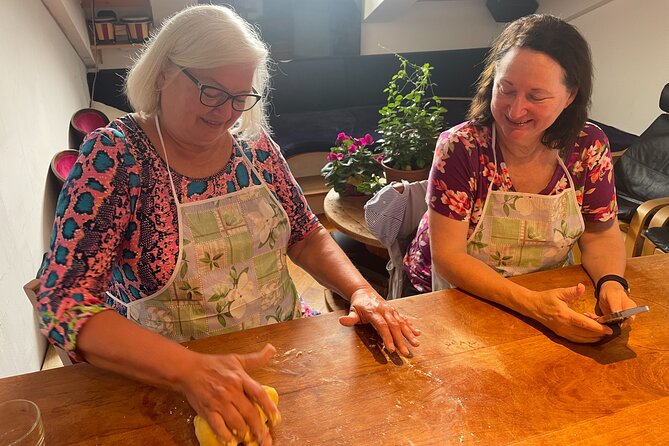 Cooking Class with Chef Francesco and Live Music in Venice - Sitting down to eat what you made