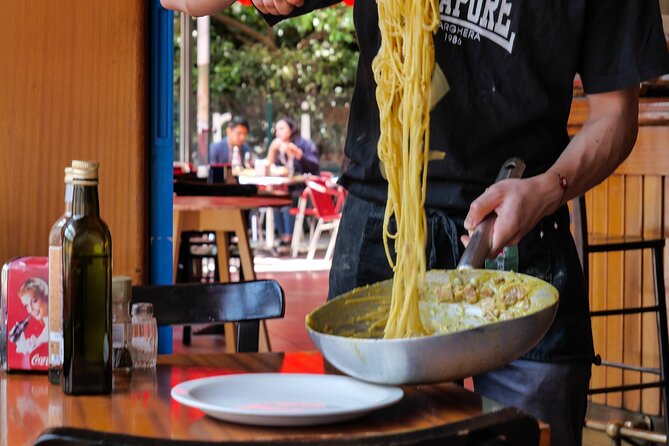 Make Pasta Carbonara from Scratch in a Jazz Club in Venice - Wine, prosecco, and the dinner itself